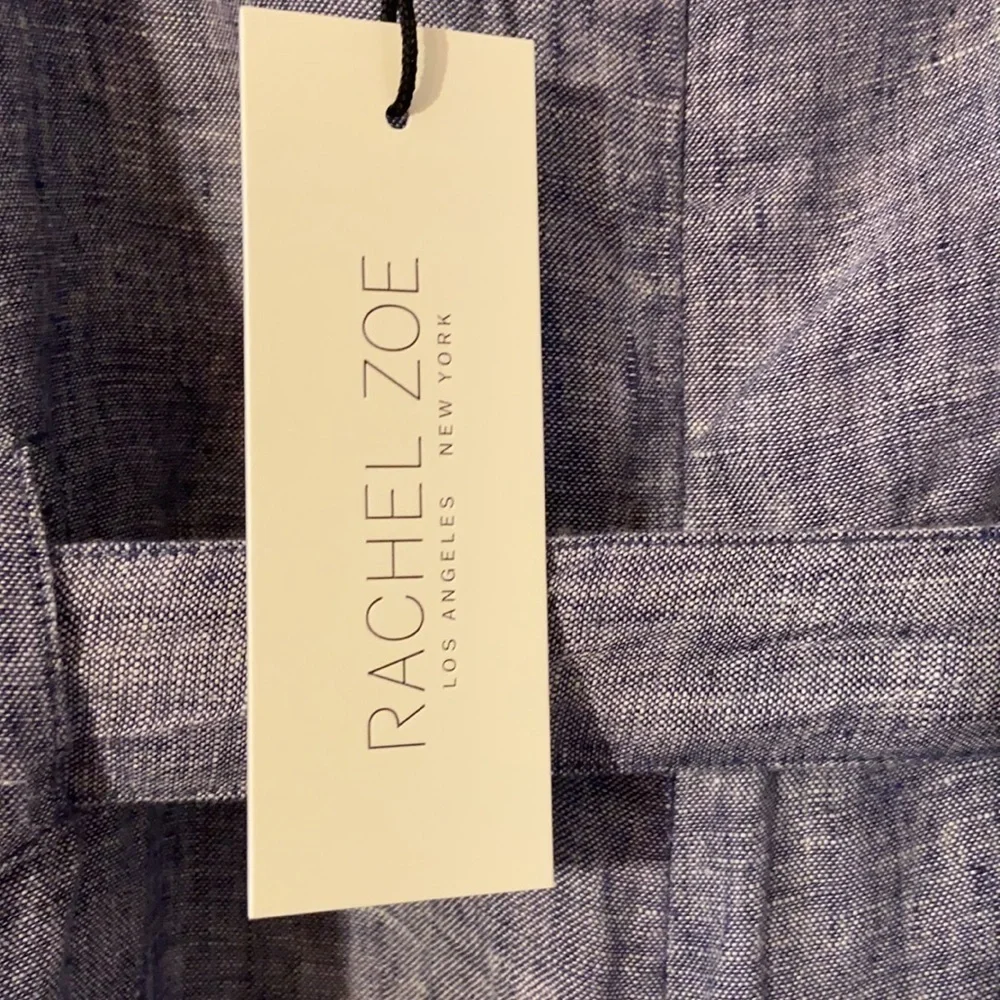 NWT Rachel Zoe Cropped Blue Linen Jumpsuit - Picture 6 of 7